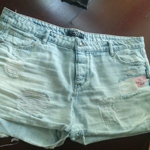 Silvers distressed denim shirts cutoffs size 34